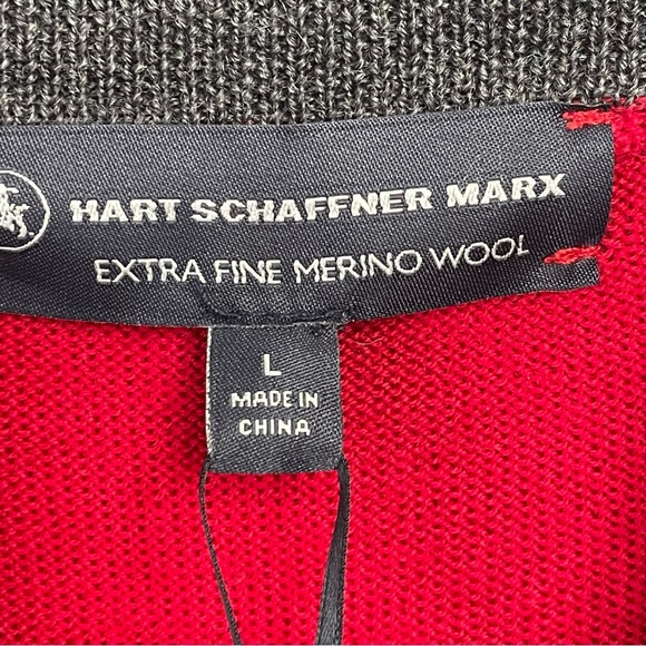 Hart Schaffner Marx Extra Fine Merino Wool 1/4 Zip Sweater Size Large Red - Picture 6 of 10